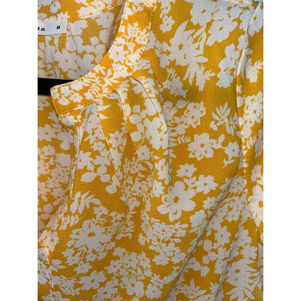Women's Fun2fun Walden Yellow White Floral Cap Sleeve Top Size M - Picture 3 of 6